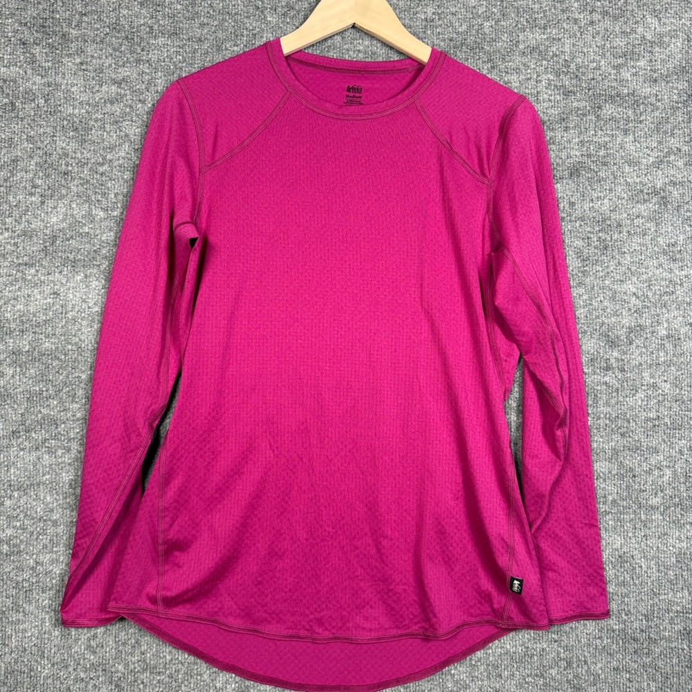 Rei Co-op Sz Medium T-Shirt Tee Fuchsia Pink Performance Base Layer Long Sleeves
